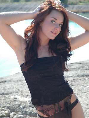 18 year old girl Hailey Little takes off yoga attire to stand naked